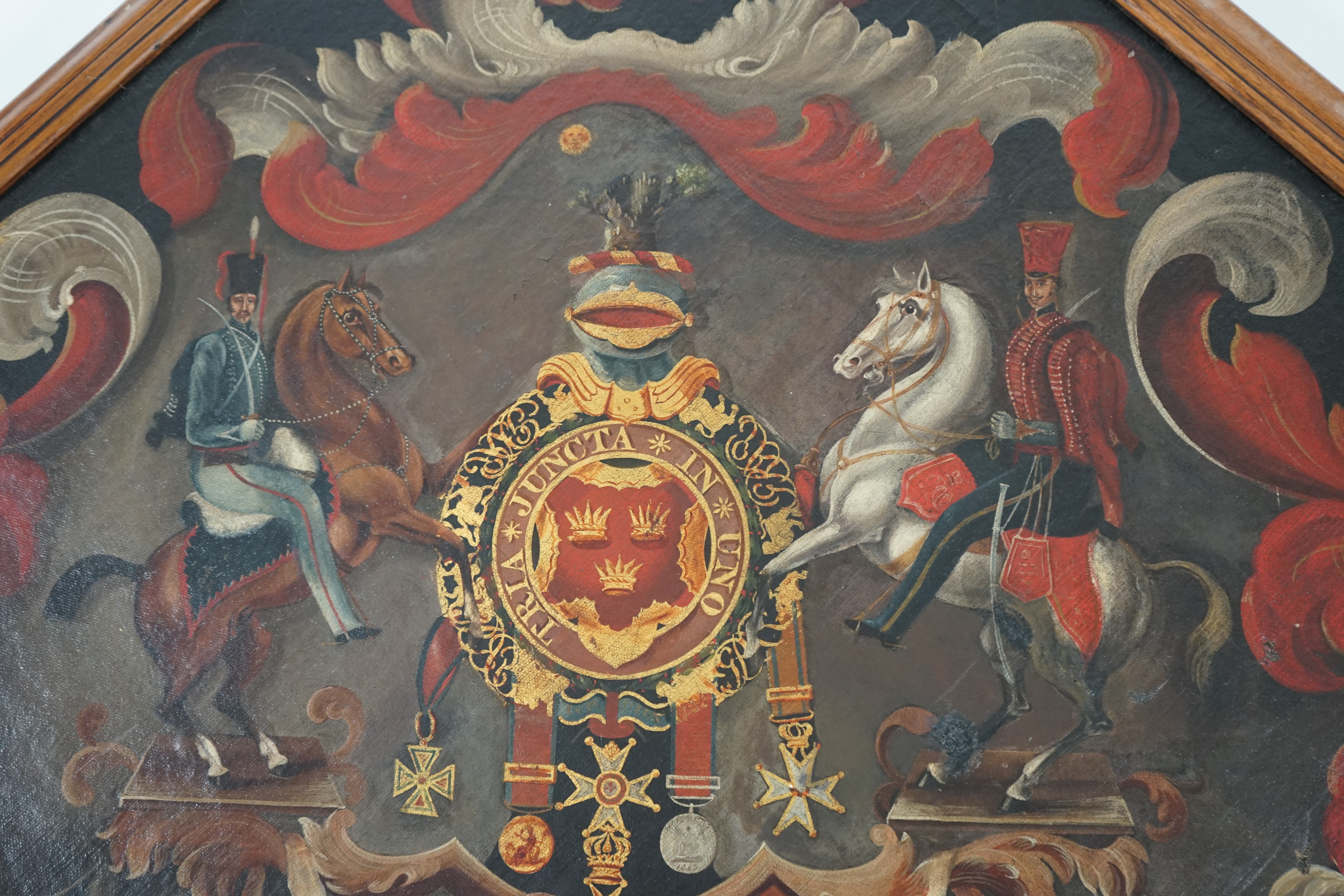 A William IV oil on canvas hatchment, bearing the arms of Sir Colquhoun Grant (1772-1835)